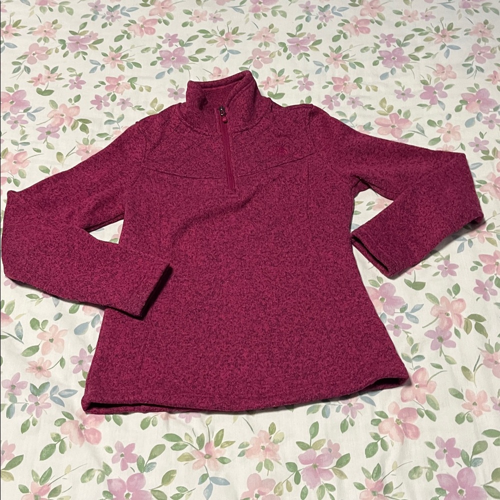 The North face pink pull over sweater jacket small half zip front